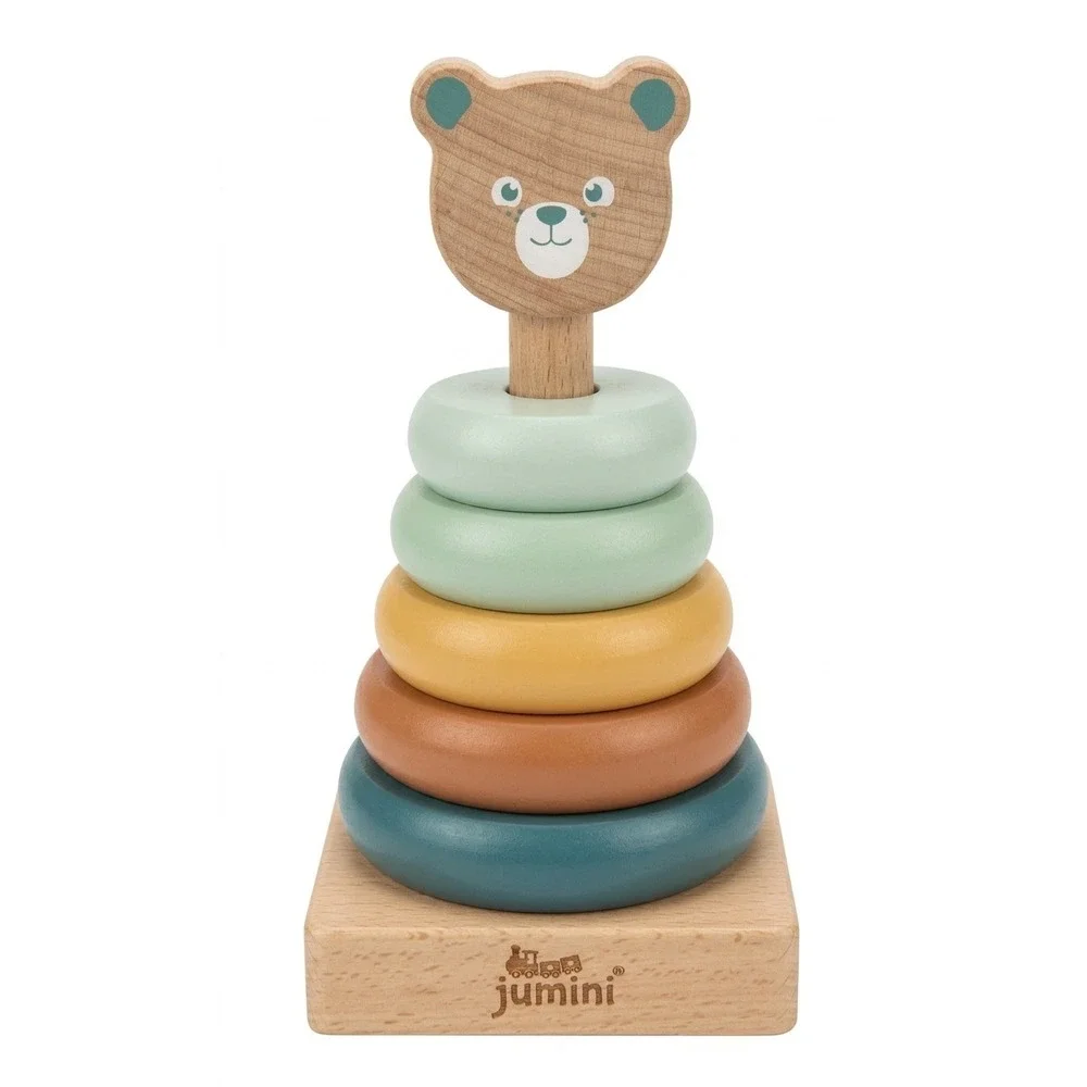 Jumini Bear Stacking Rings Wood Toy Gender Neutral Scandi Style Eco Friendly